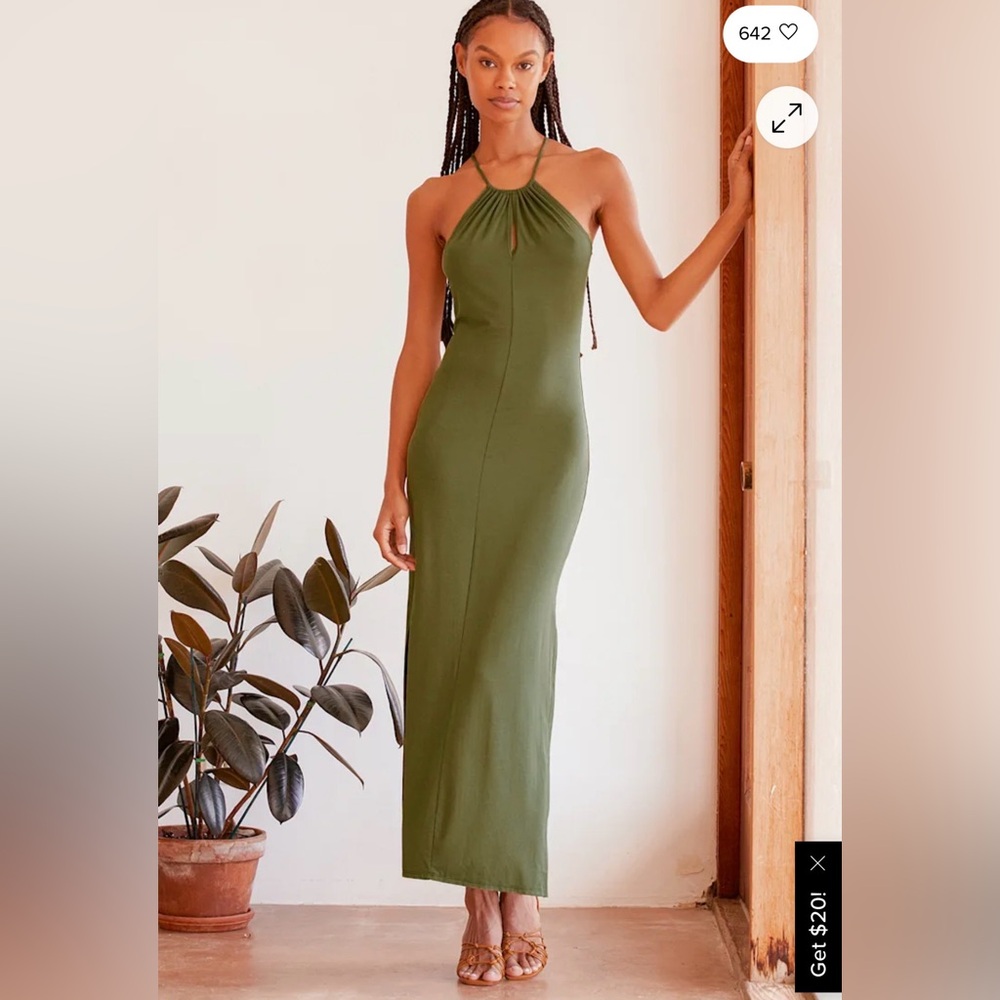Lulu's Casual Days Olive Green Sleeveless Maxi Dress xl